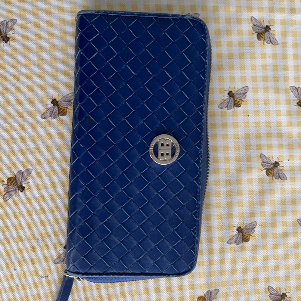 Baldinini wallet blue, Bottega Venetia style woven